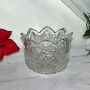 Mikasa Christmas Story Vintage Candle Holder Heavy Glass Holiday Decor